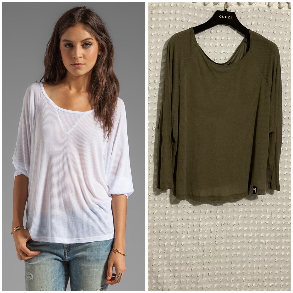 REVOLVE Michael Lauren Gus Ribbed Dolman Tee Army Green Size XS/S New